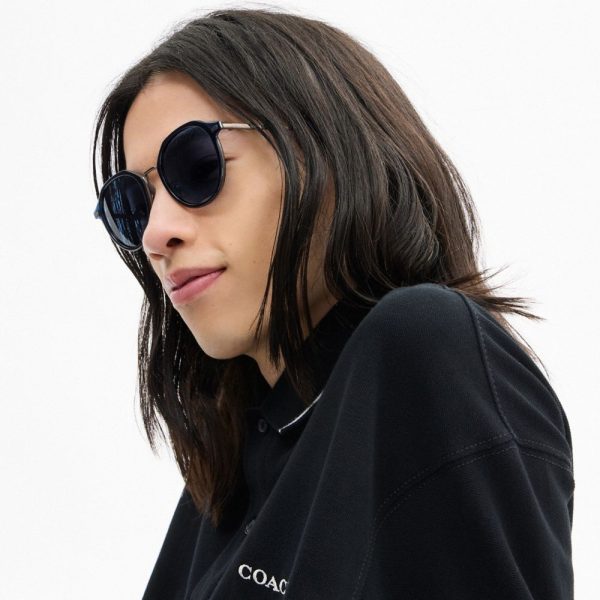 Coach Textured Metal Round Sunglasses - Preorder