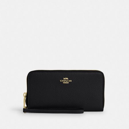 Coach Outlet Long Zip Around Wallet With Detachable Card Case - Preorder — Brass/Black