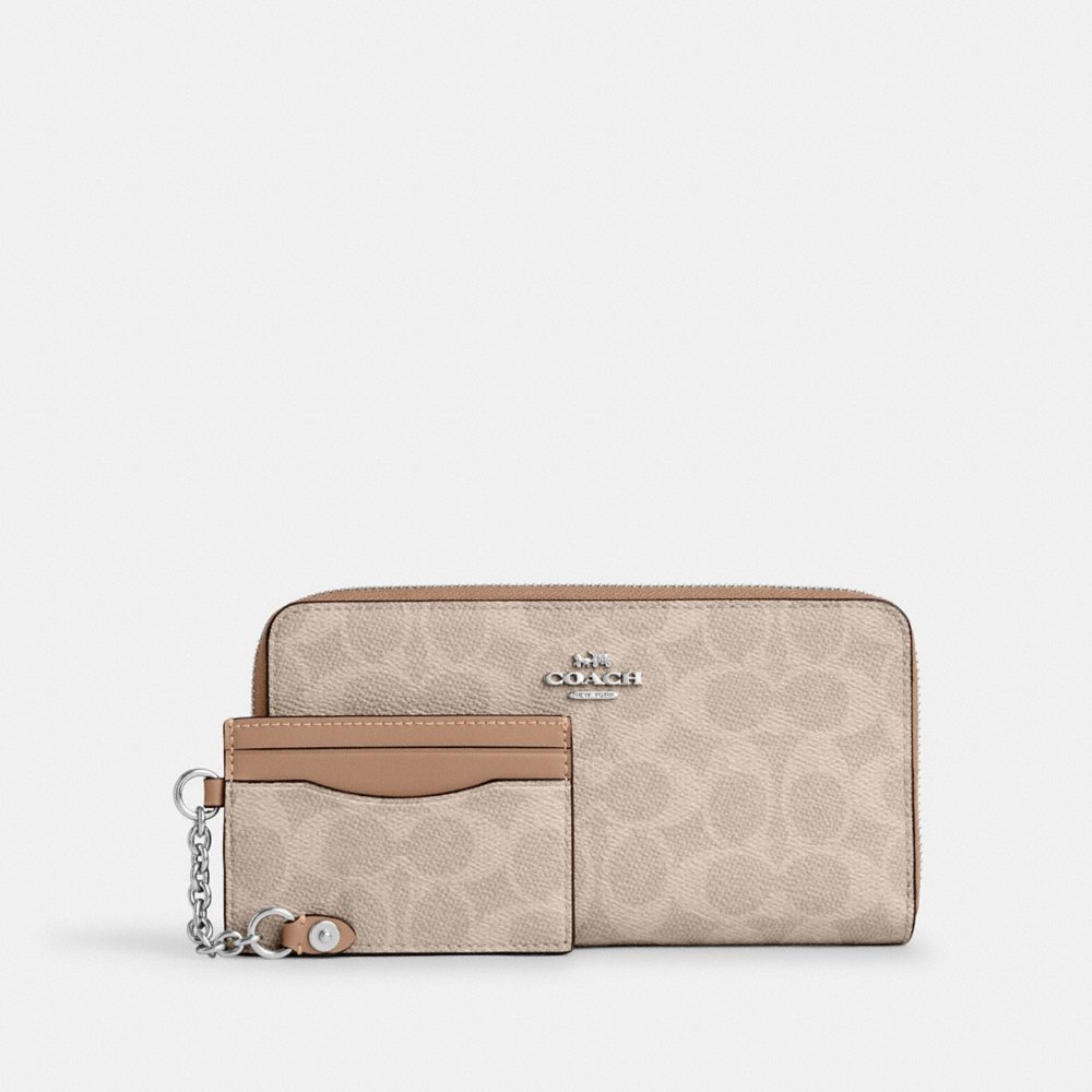 Coach Outlet Long Zip Around Wallet With Detachable Card Case In Signature Canvas - Preorder