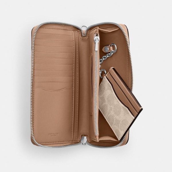 Coach Outlet Long Zip Around Wallet With Detachable Card Case In Signature Canvas - Preorder