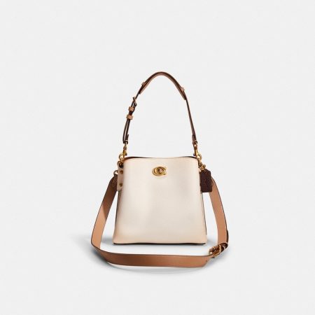 Coach Restored Willow Bucket Bag In Colorblock - Preorder — Brass/Chalk Multi