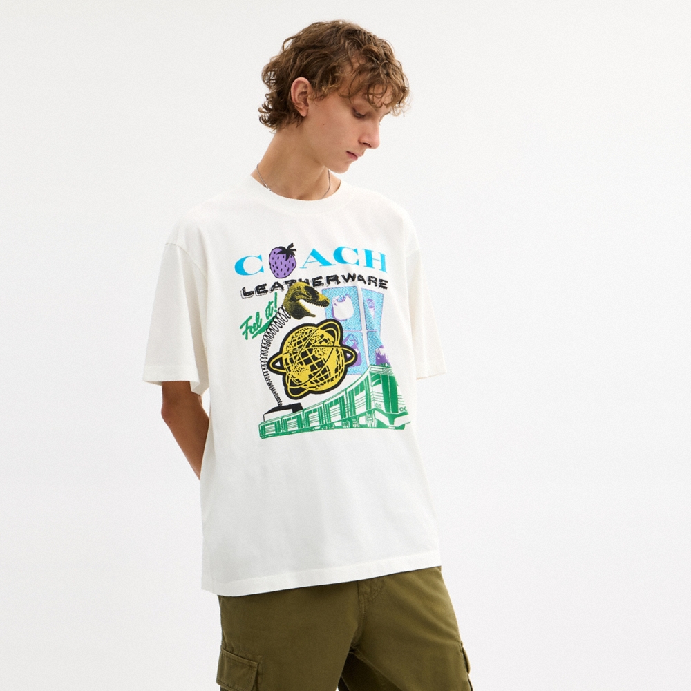 Coach Outlet Collage Train Relaxed T-Shirt In Organic Cotton - Preorder