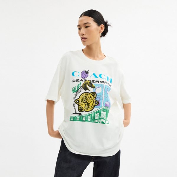 Coach Outlet Collage Train Relaxed T-Shirt In Organic Cotton - Preorder