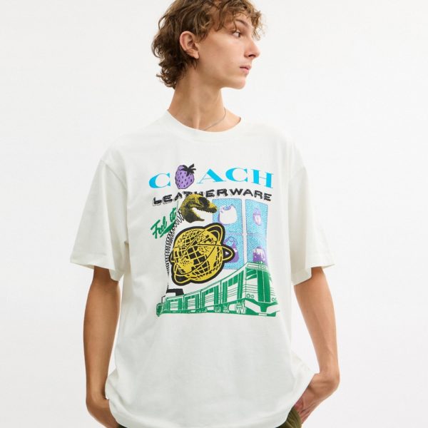 Coach Outlet Collage Train Relaxed T-Shirt In Organic Cotton - Preorder