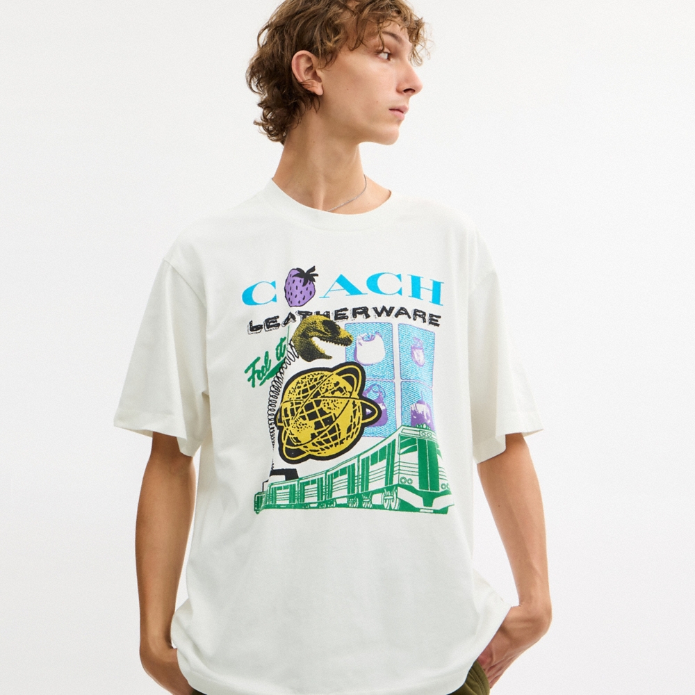 Coach Outlet Collage Train Relaxed T-Shirt In Organic Cotton - Preorder