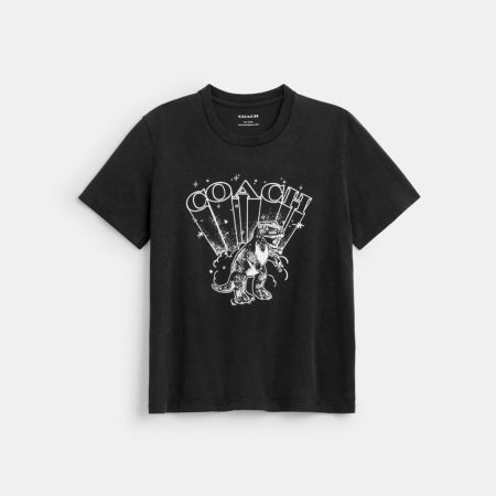 Coach Outlet T-Rex Classic T-Shirt In Organic Cotton - Preorder — Washed Black
