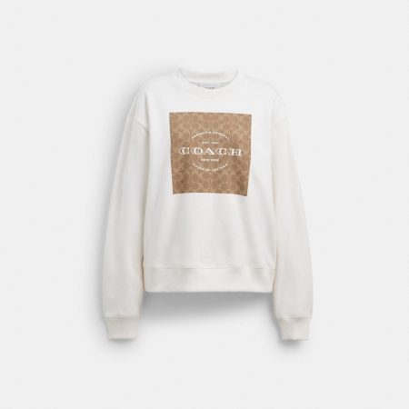 Coach Outlet Signature Square Crewneck Sweatshirt - Preorder — White