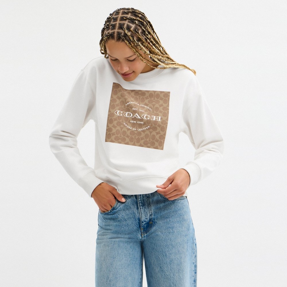 Coach Outlet Signature Square Crewneck Sweatshirt - Preorder