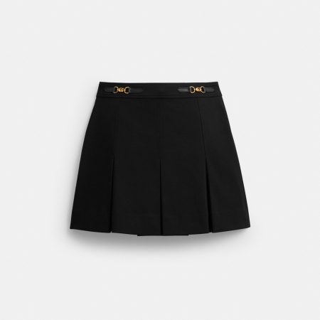 Coach Outlet Sculpted C Pleated Skirt In Recycled Polyester - Preorder — Black