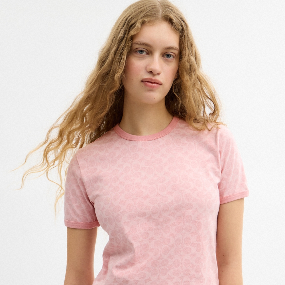 Coach Outlet Signature Ringer T-Shirt In Organic Cotton - Preorder