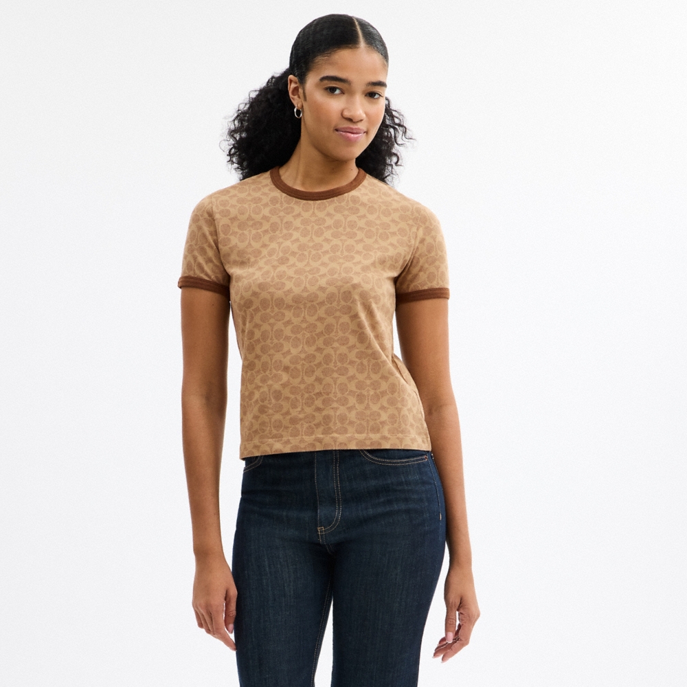 Coach Outlet Signature Ringer T-Shirt In Organic Cotton - Preorder