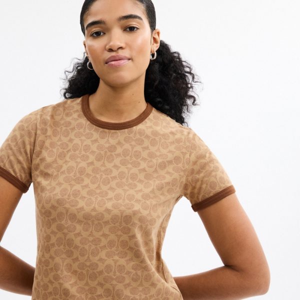 Coach Outlet Signature Ringer T-Shirt In Organic Cotton - Preorder