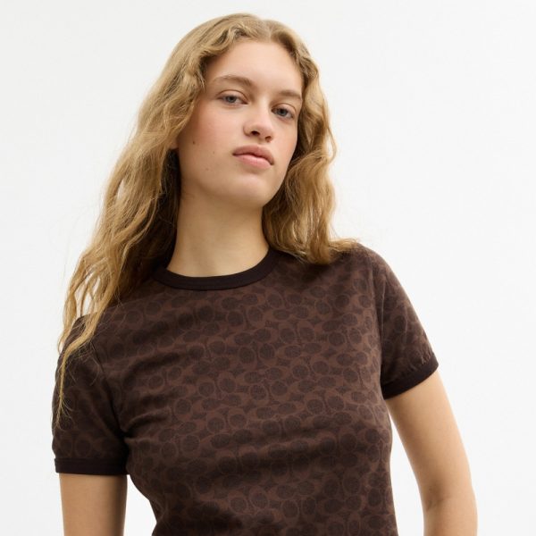 Coach Outlet Signature Ringer T-Shirt In Organic Cotton - Preorder