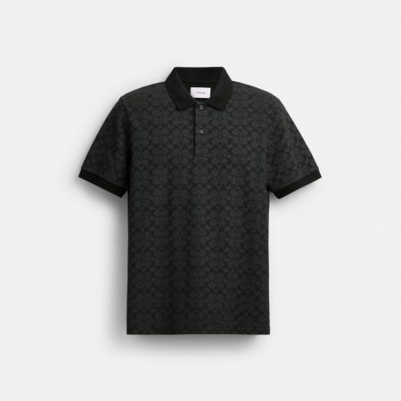 Coach Outlet Signature Polo In Organic Cotton - Preorder — Charcoal Signature