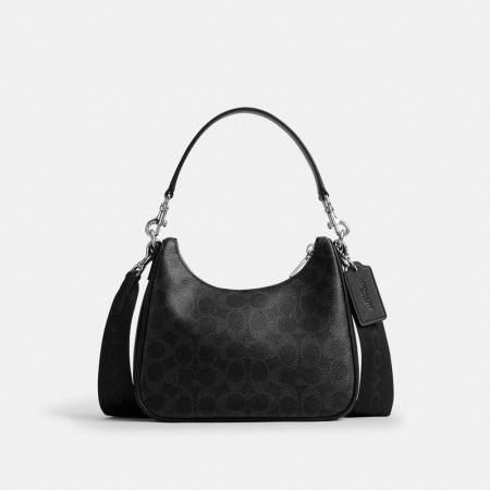 Coach Nolan Hobo Bag In Signature Canvas - Preorder — Black Signature