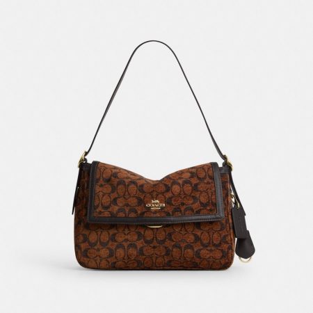 Coach Outlet Etta Flap Bag In Signature Chenille - Preorder — Brass/Truffle