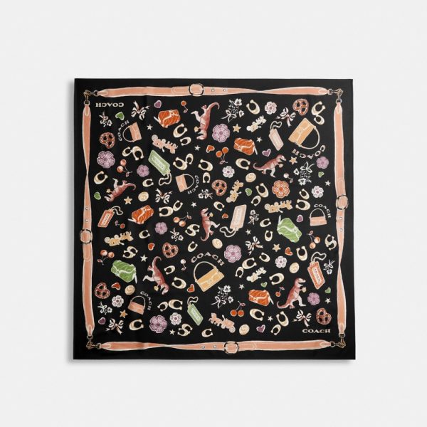 Coach Iconic Motifs Print Silk Square Scarf - Preorder