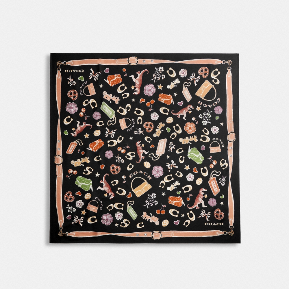 Coach Iconic Motifs Print Silk Square Scarf - Preorder