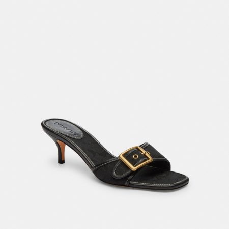 Coach Outlet Margot Sandal In Signature Jacquard - Preorder — Black