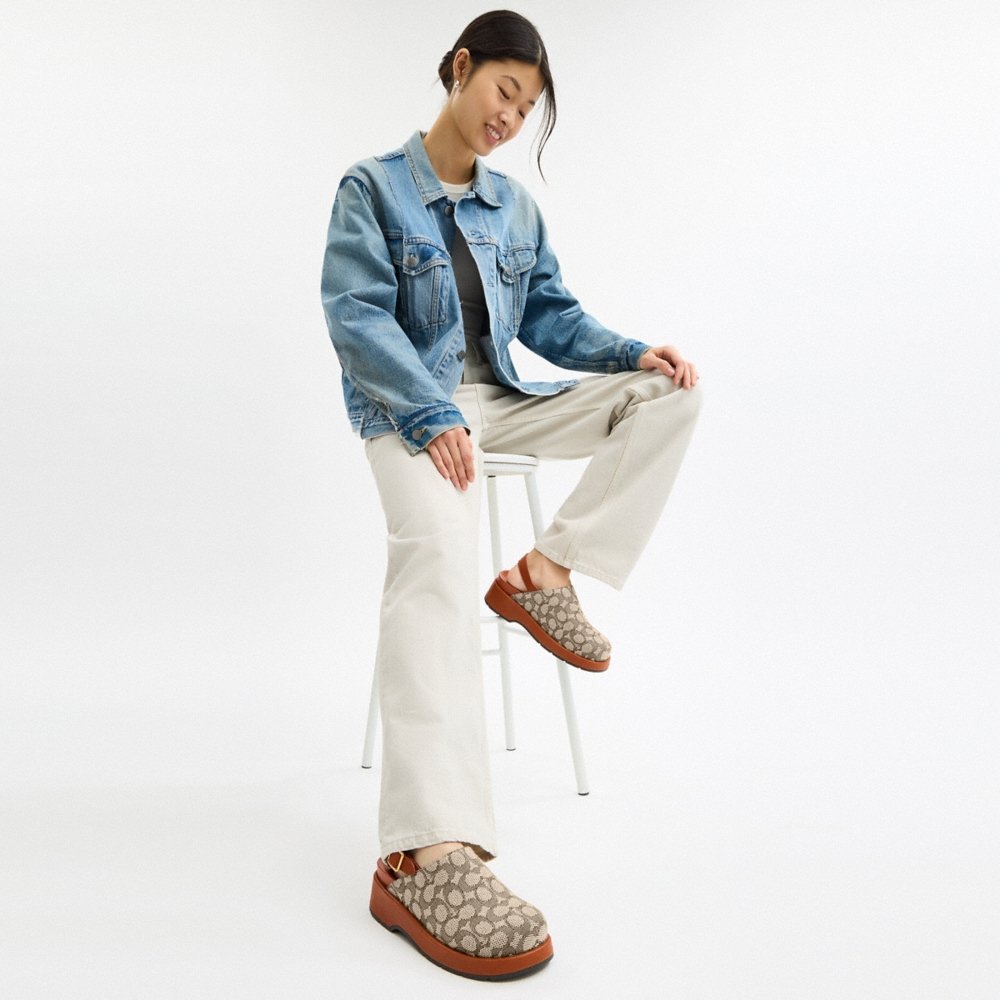 Coach Outlet Sculpted C Platform Clog In Signature Textile Jacquard - Preorder