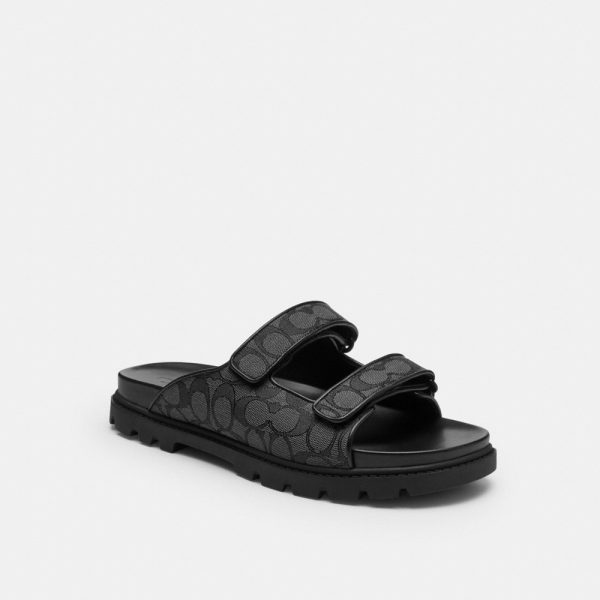 Coach Outlet Double Banded Sandal In Signature Jacquard - Preorder