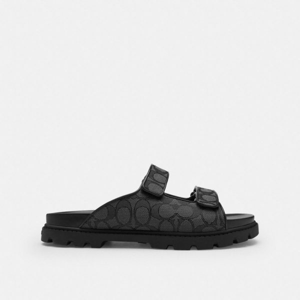 Coach Outlet Double Banded Sandal In Signature Jacquard - Preorder