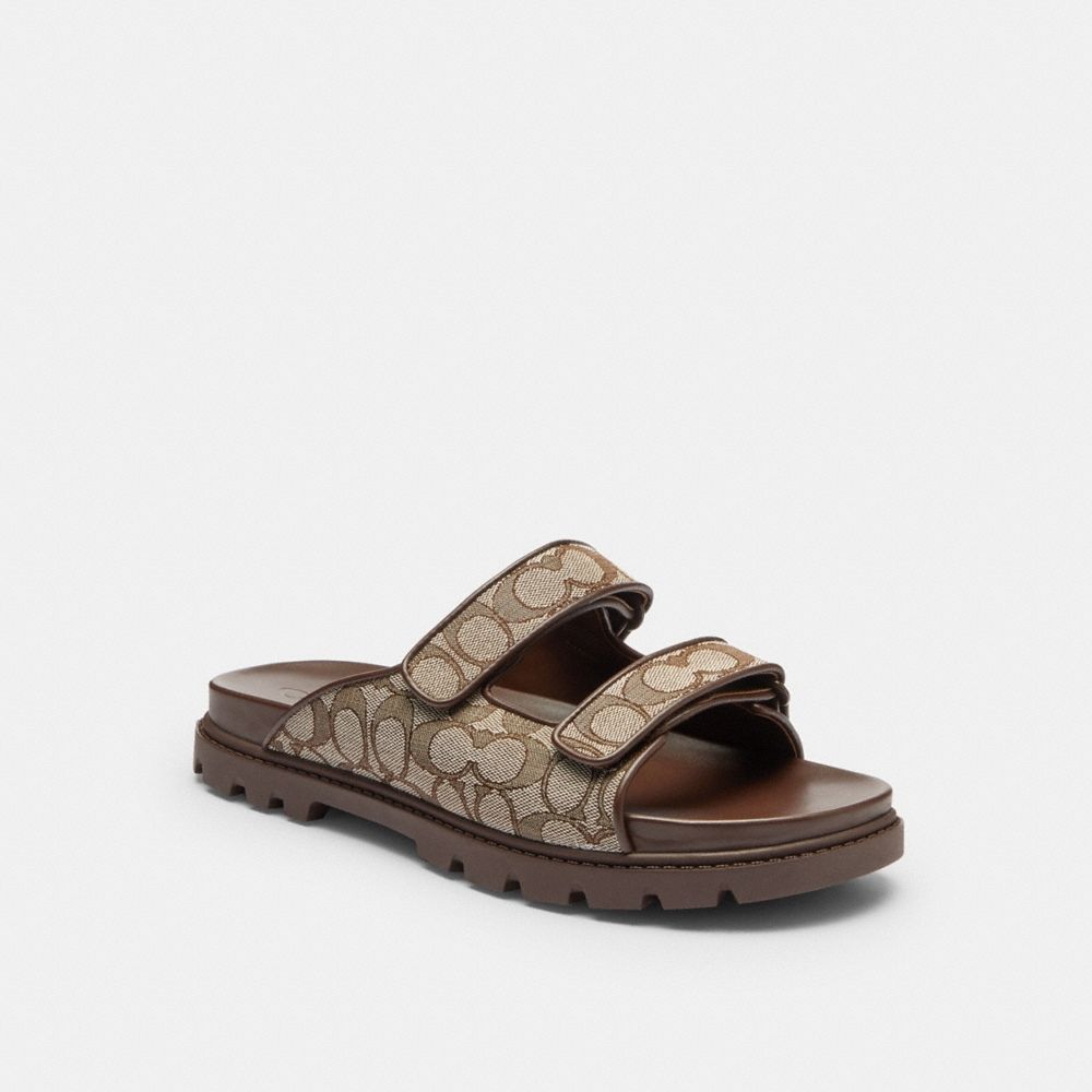 Coach Outlet Double Banded Sandal In Signature Jacquard - Preorder