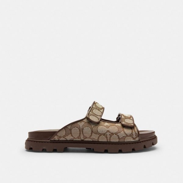 Coach Outlet Double Banded Sandal In Signature Jacquard - Preorder