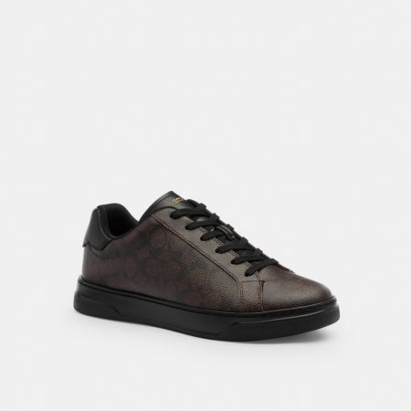 Coach Outlet High Line Sneaker In Signature Canvas - Preorder — Walnut & Black