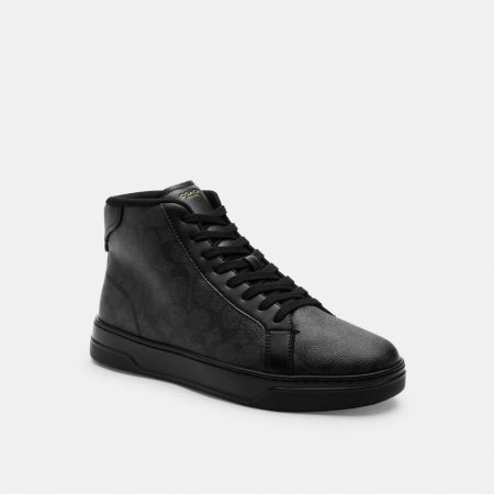 Coach Outlet High Line High Top Sneaker In Signature Canvas - Preorder — Graphite/Black
