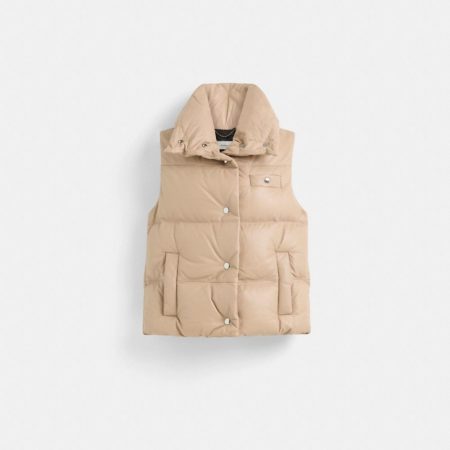 Coach Restored Leather Puffer Vest - Preorder — Gravel