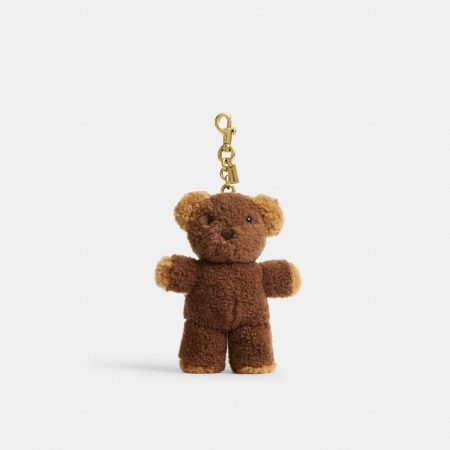 Coach Outlet Teddy Bear Bag Charm In Shearling - Preorder — Brass/Multi