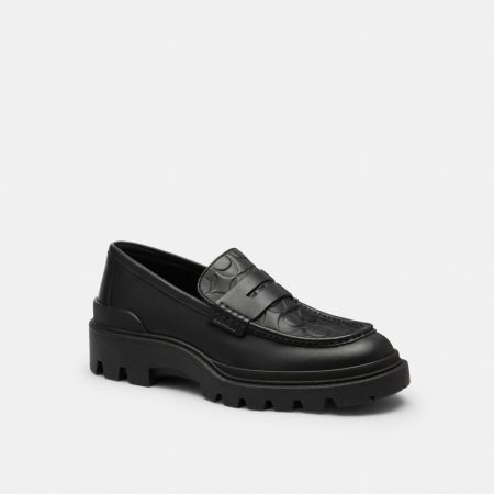 Coach Outlet Loafer In Signature Leather - Preorder — Black