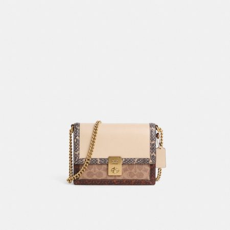 Coach Restored Hutton Shoulder Bag In Signature Canvas With Snakeskin Detail - Preorder — Brass/Tan Ivory