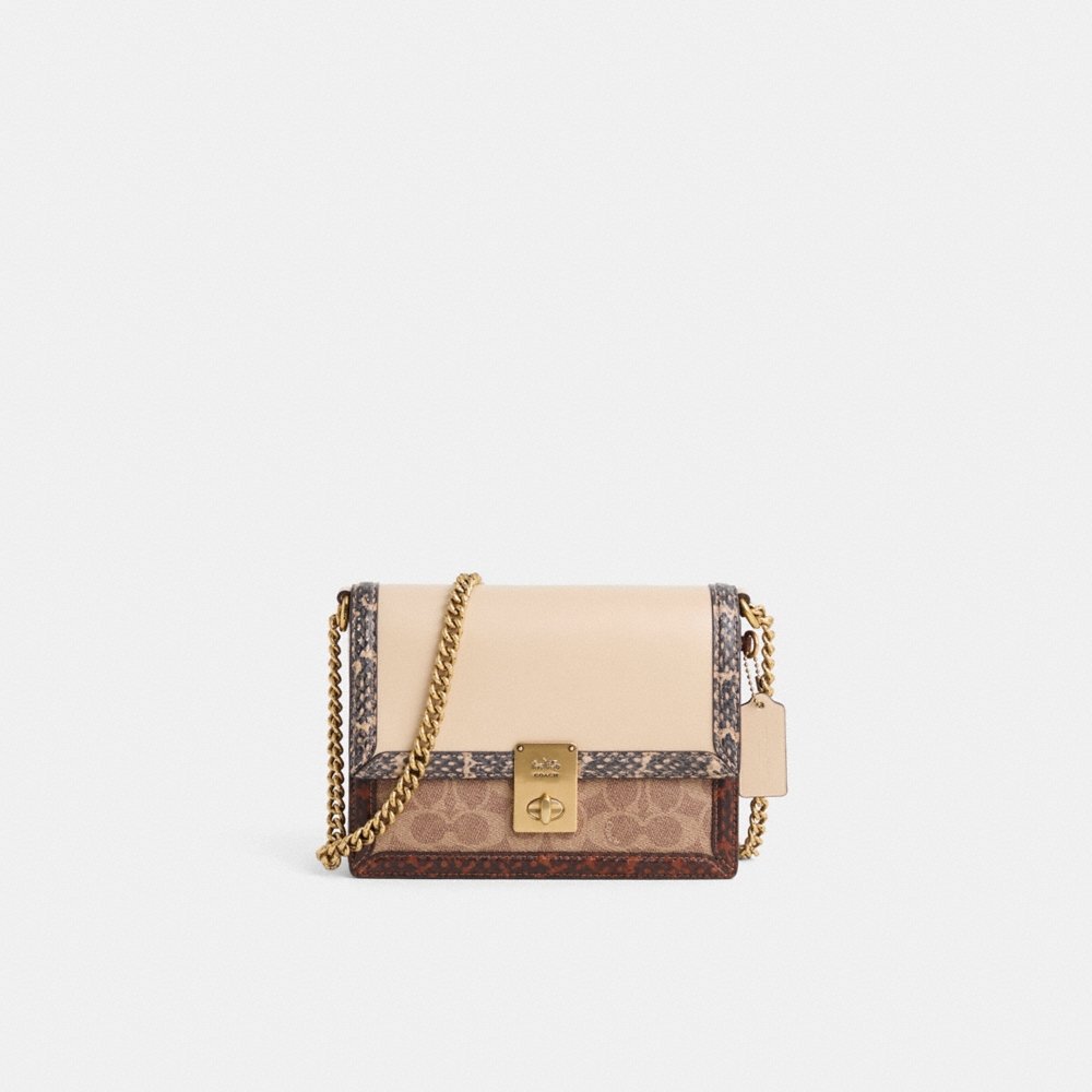 Coach Restored Hutton Shoulder Bag In Signature Canvas With Snakeskin Detail - Preorder