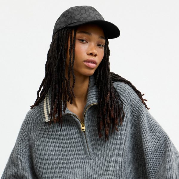 Coach Outlet Signature Jacquard Flat Brim Baseball Hat - Preorder