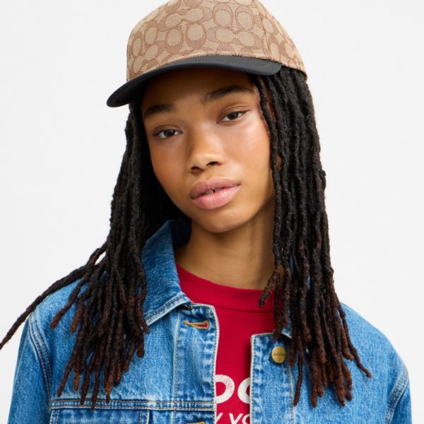 Coach Outlet Signature Jacquard Flat Brim Baseball Hat - Preorder