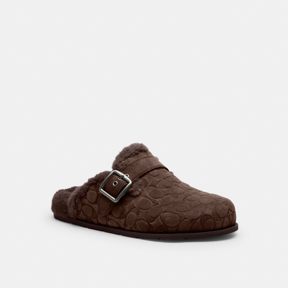 Coach Outlet Buckle Clog In Signature Suede - Preorder