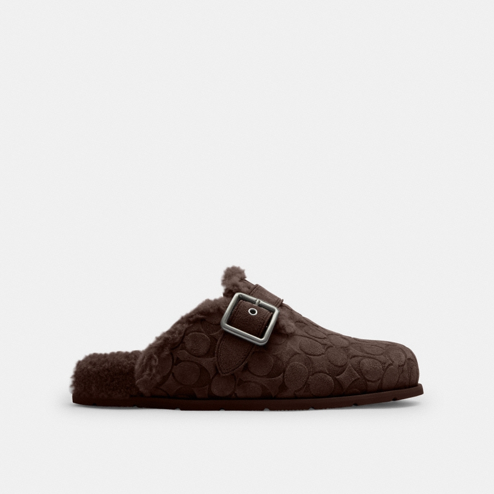 Coach Outlet Buckle Clog In Signature Suede - Preorder