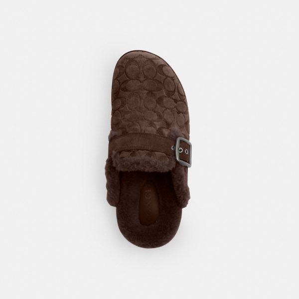 Coach Outlet Buckle Clog In Signature Suede - Preorder
