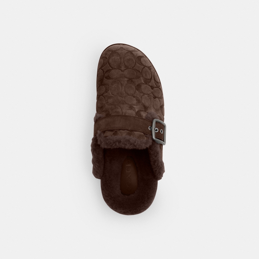 Coach Outlet Buckle Clog In Signature Suede - Preorder