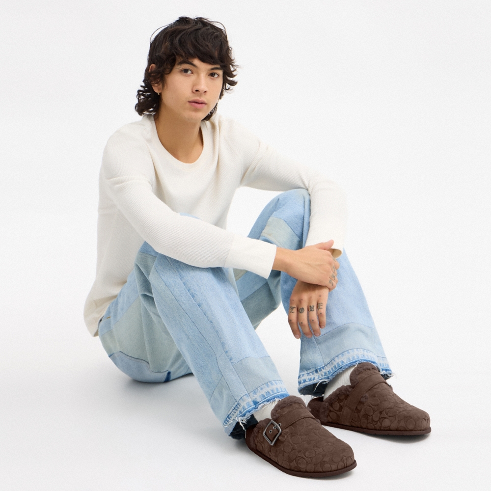 Coach Outlet Buckle Clog In Signature Suede - Preorder