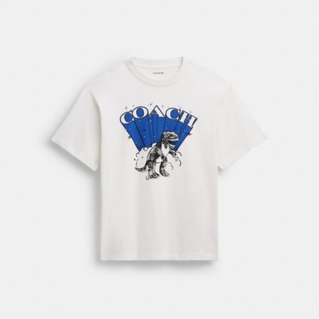 Coach Outlet T-Rex Relaxed T-Shirt In Organic Cotton - Preorder — Vintage Ivory/Blue