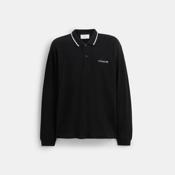 Coach Outlet Signature Trim Long Sleeve Polo In Regenerative Cotton - Preorder