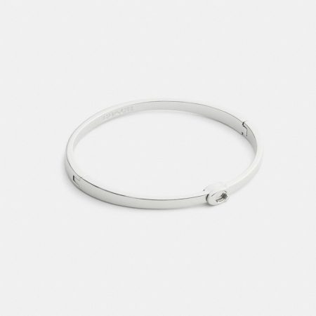 Coach Outlet Thin Signature Hinged Bangle - Preorder — Silver