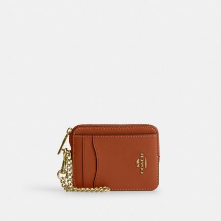 Coach Outlet Zip Card Case - Preorder — Brass/Amber Brown
