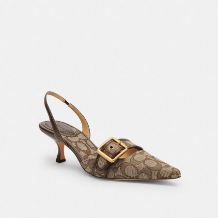 Coach Outlet Margot Slingback In Signature Jacquard - Preorder — Oak/Maple