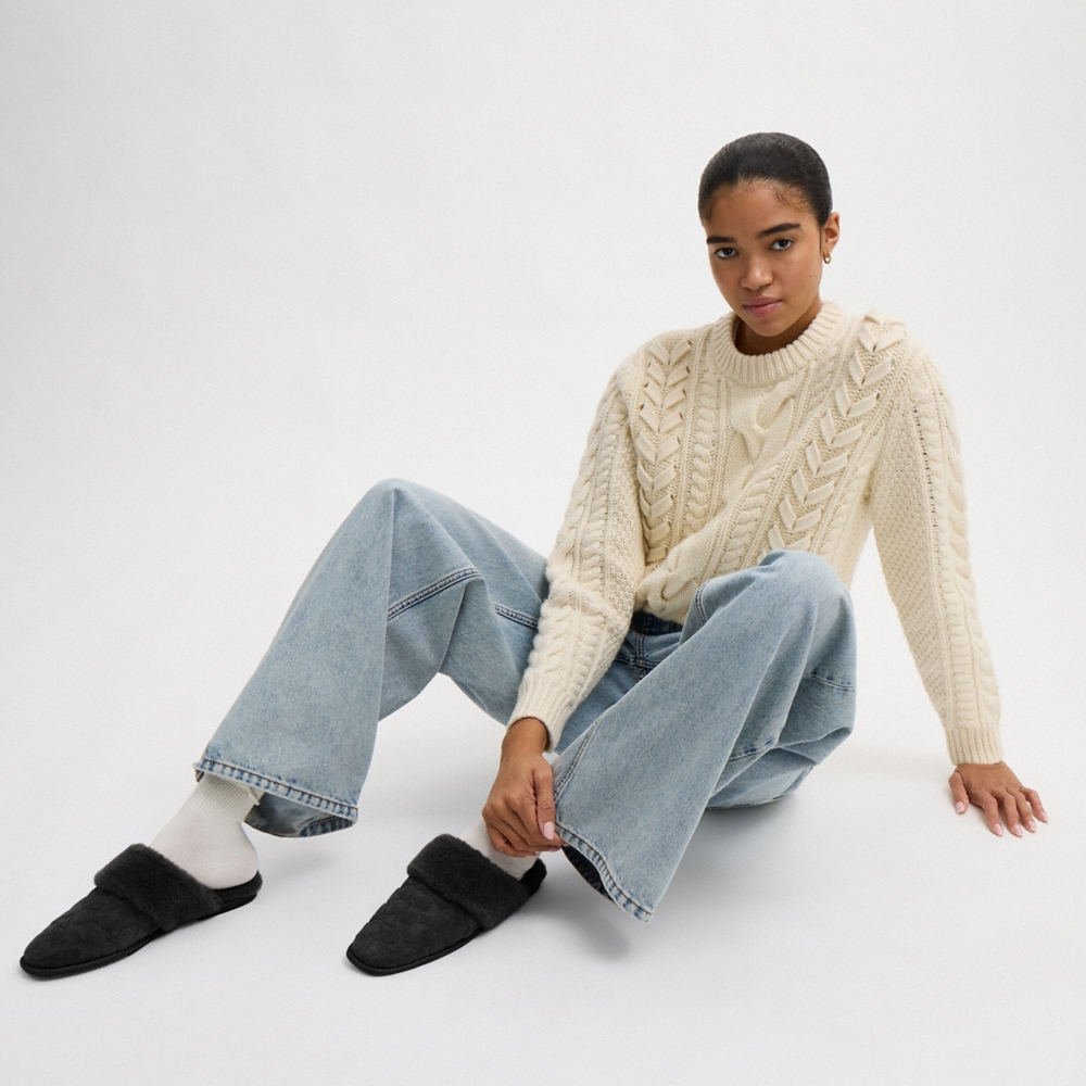 Coach Outlet Sherpa Flat Mule In Signature Suede - Preorder