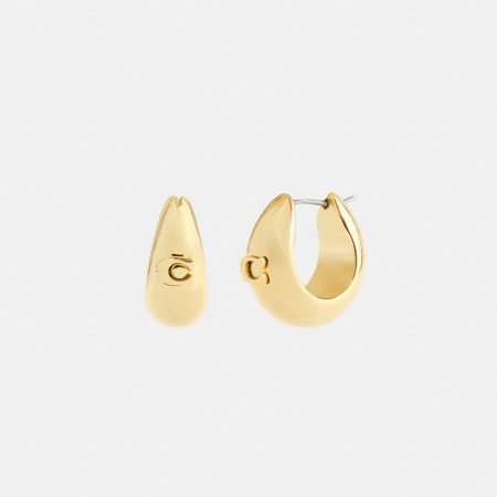 Coach Outlet Signature Thick Hoop Earrings - Preorder — Brass