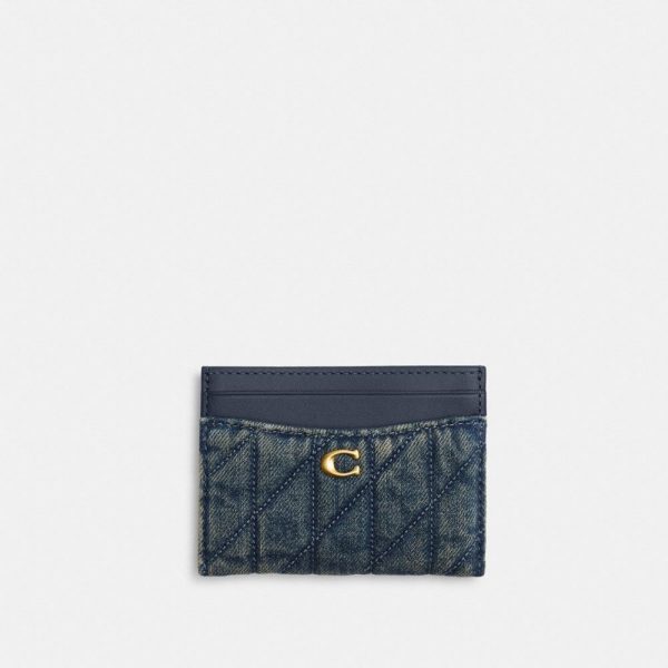 Coach Outlet Essential Card Case In Regenerative Cotton Denim With Quilting - Preorder